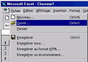 Excel : Fichier->Ouvrir